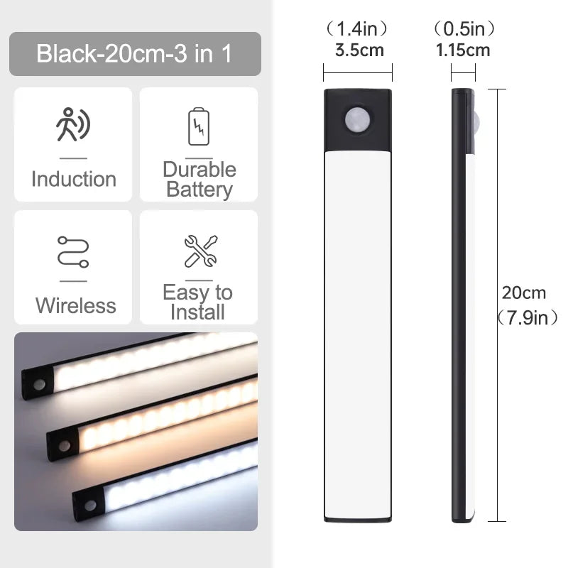 Rechargeable Motion Sensor LED Cabinet Light (10–60 cm)