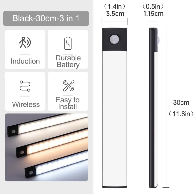 Rechargeable Motion Sensor LED Cabinet Light (10–60 cm)