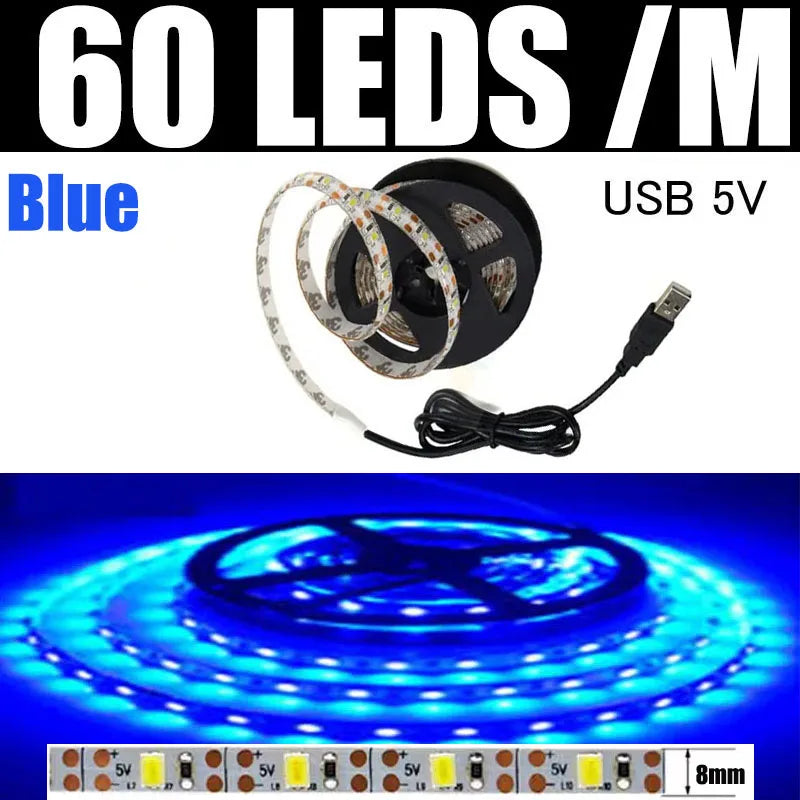 RGB LED Strip Lights 5V USB with Remote