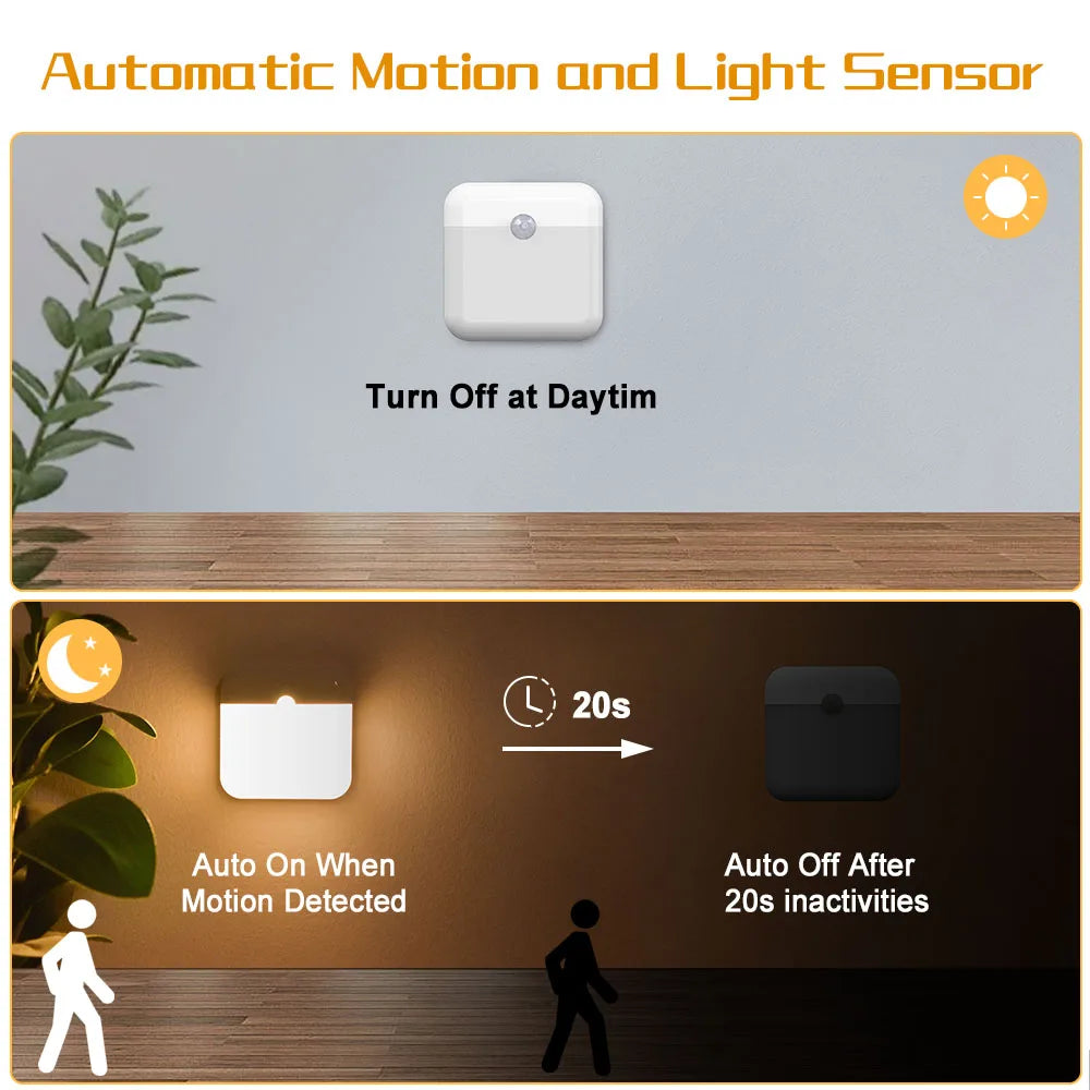 USB-C Rechargeable Square Motion Sensor Night Light