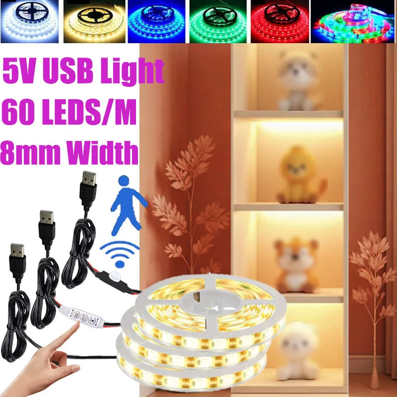 RGB LED Strip Lights 5V USB with Remote