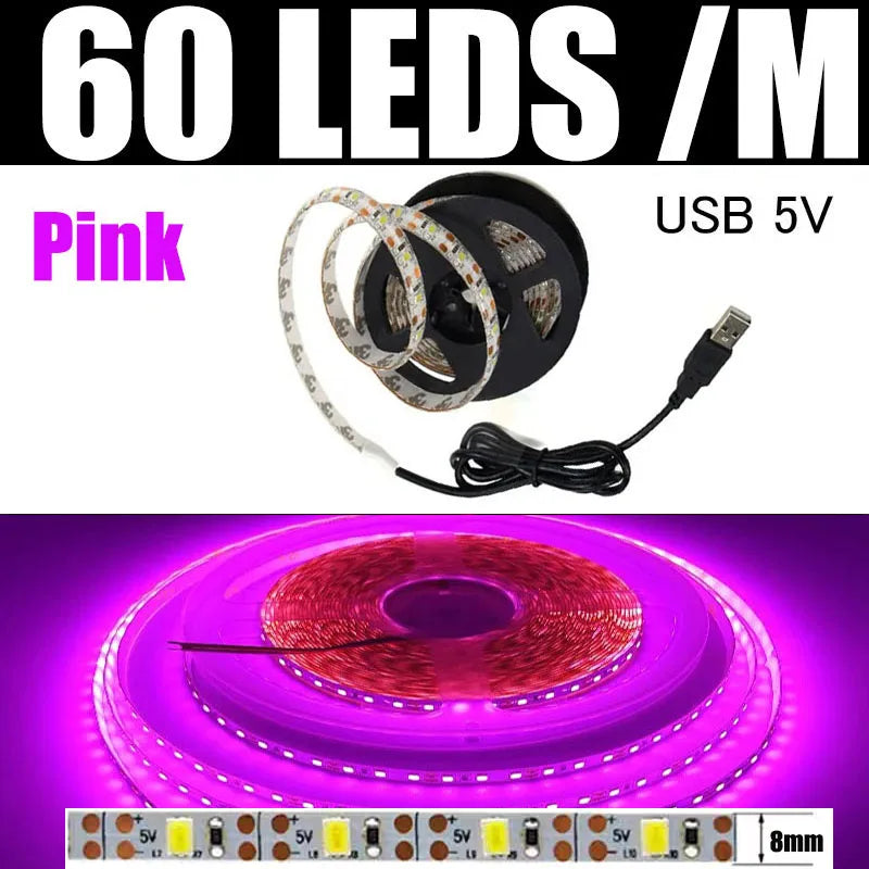 RGB LED Strip Lights 5V USB with Remote