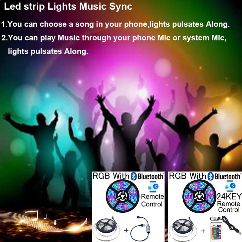 RGB LED Strip Lights 5V USB with Remote