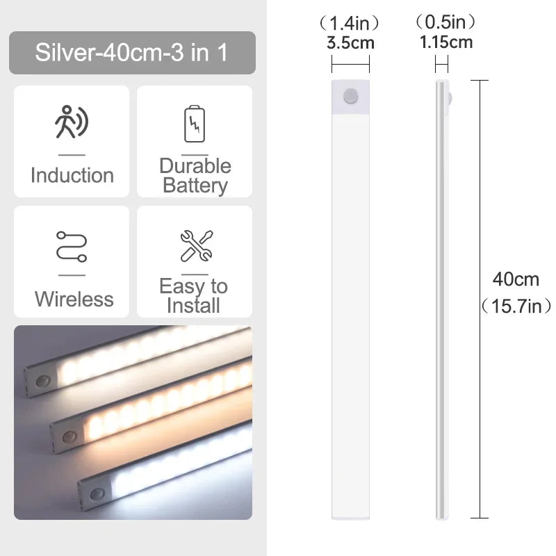 Rechargeable Motion Sensor LED Cabinet Light (10–60 cm)