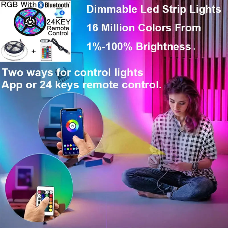 RGB LED Strip Lights 5V USB with Remote