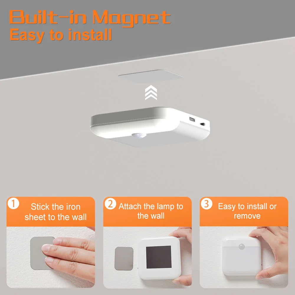 USB-C Rechargeable Square Motion Sensor Night Light