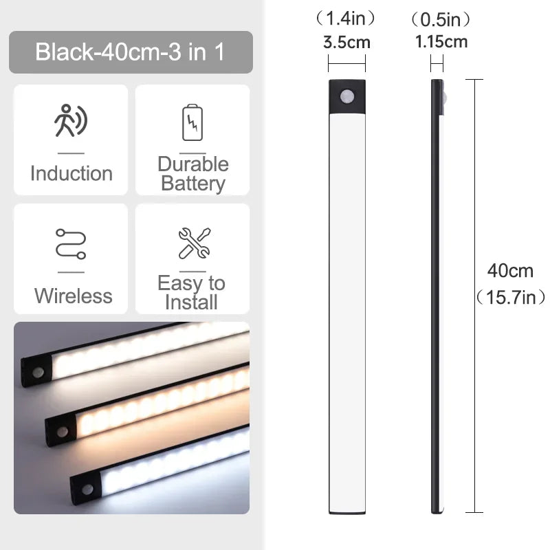 Rechargeable Motion Sensor LED Cabinet Light (10–60 cm)